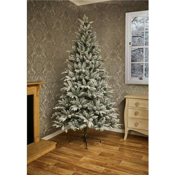 Premier Decorations 8ft Flocked Lapland Spruce Christmas Tree - Green