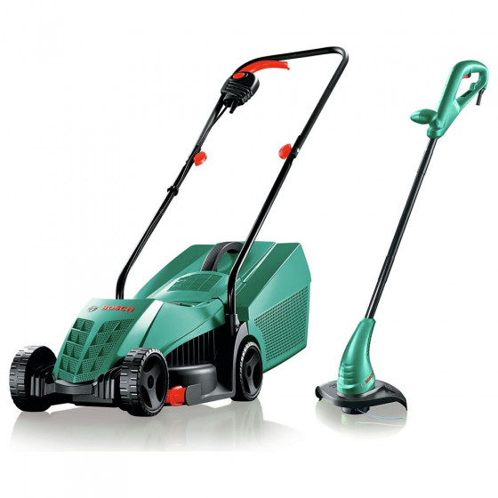 Bosch Rotak Corded Mower and Grass Trimmer Twin Pack