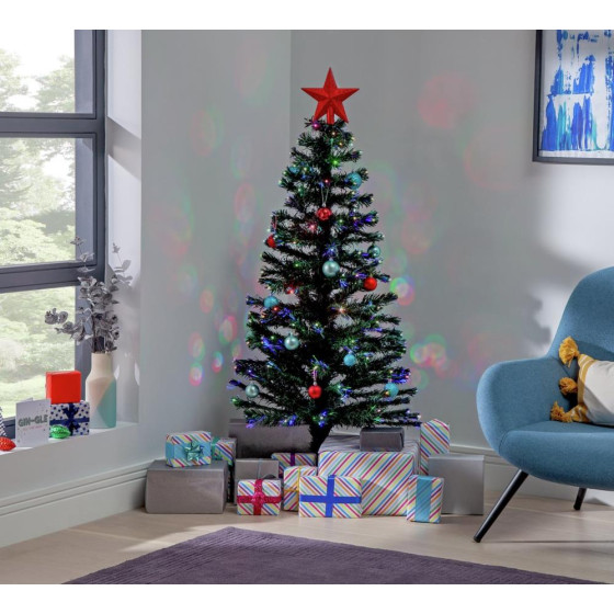 Home 5ft Pre-Lit Multi-Coloured Lights Christmas Tree - Green