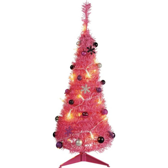 Pink Pop-up Christmas Tree With Decorations - 3ft