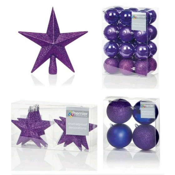 Premier Decorations 35 Piece Luxury Chrismas Tree Decoration Set - Purple