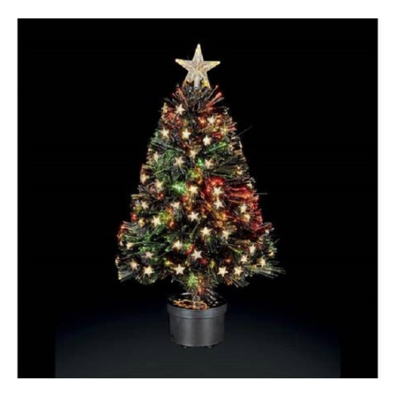 Premier Decorations 2.6ft LED Fibre Optic Tree - Black