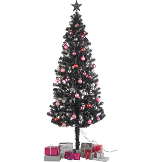 Magenta Decorations Black Christmas Tree - 6ft