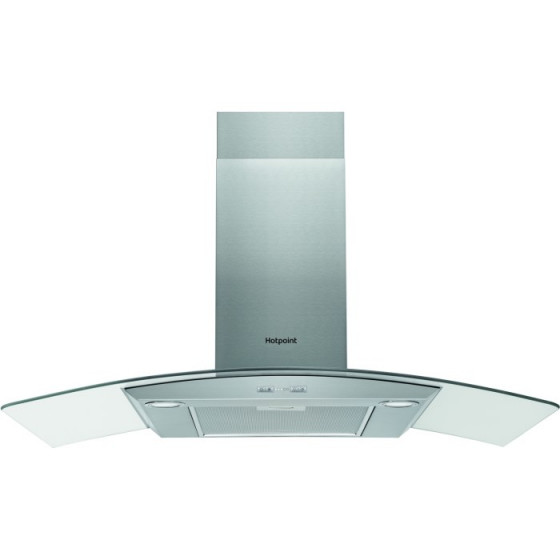 Hotpoint PHGC95FABX 90cm Chimney Cooker Hood With Curved Glass Canopy