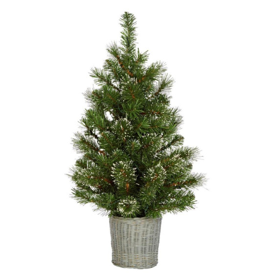 Habitat 2.5ft Snowy Christmas Tree with Warm White Lights & Basket