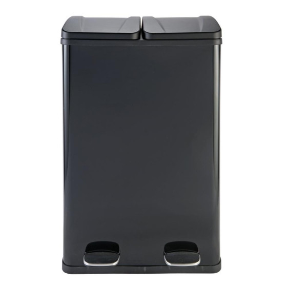 Home 55 Litre 2 Compartment Recycling Bin - Black (Slight Dent)