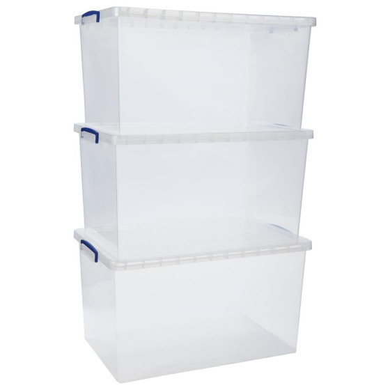 Really Useful 3 x 83 Litre Nesting Boxes - Clear