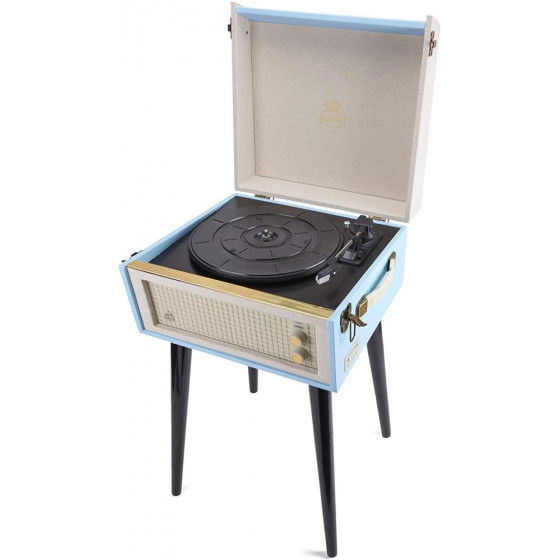 GPO Bermuda Blue Turntable - MP3 USB & Built-In Speaker