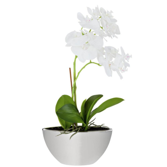 Habitat Orchid Artificial Arrangement In Mirrored Pot - Grey
