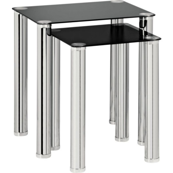 Hygena Matrix Nest of Tables - Black Glass