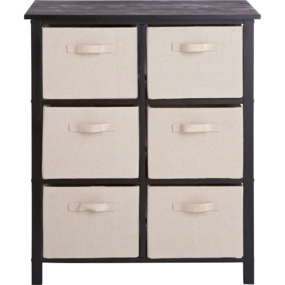 Mali 6 Drawer Hall Storage Unit - Black and Cream