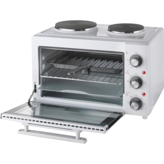 Cookworks Stainless Steel Mini Oven with Hob - White.