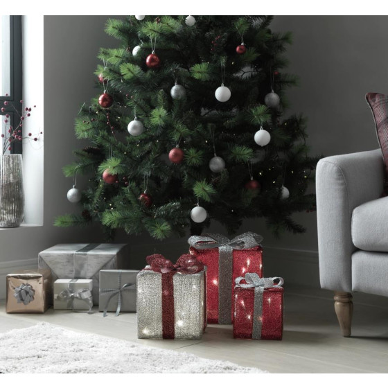 Home Pack of 3 Christmas Light Up Present Decorations