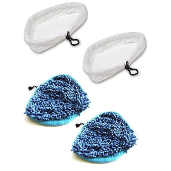 Pack of 2 Microfibre Coral Pads and 2 Microfibre Steam Mop Cleaning Pads