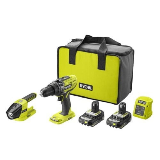 Ryobi R18PD3-2C20ST 18V ONE+™ Cordless Combi Drill & Torch Starter Kit (2 x 2.0Ah) 