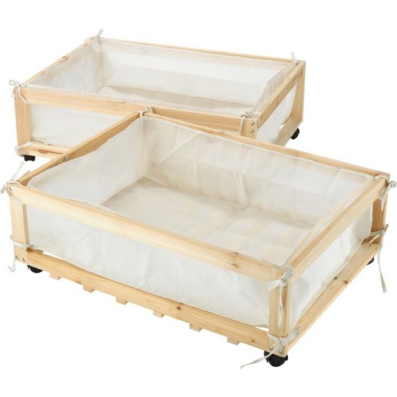 Set of 2 Fabric & Wood Underbed Storage Drawers (Only 1 Set Of Castors)