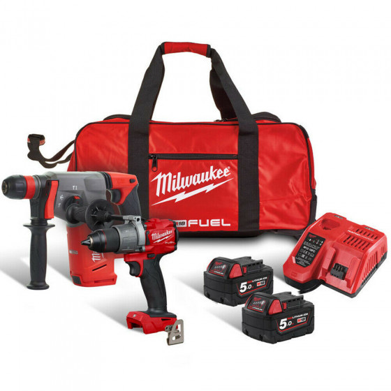 Milwaukee M18FPP2M2-502B Fuel Twin Pack Drills With 2 Batteries - 18v