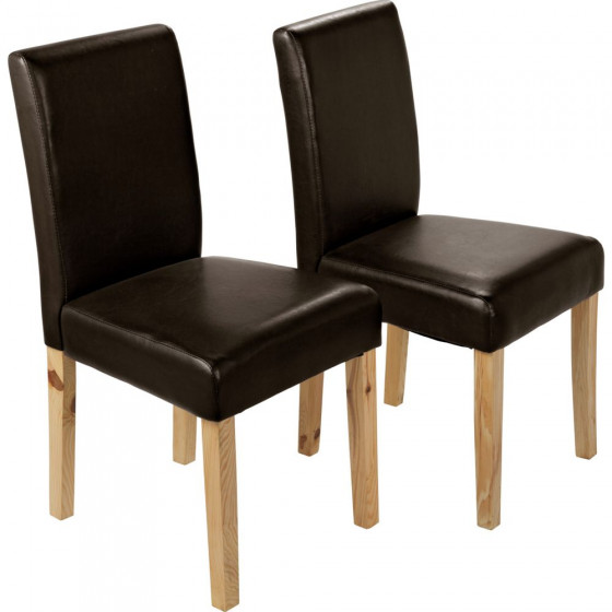 Aston Pair of Chocolate Oak Leather Effect Dining Chairs