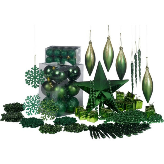 100 Piece Emerald Christmas Decoration Starter Kit