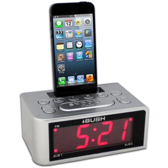 Bush Lightning iPhone 5, 5C & 5S Alarm Clock Radio - Silver (No Instructions)