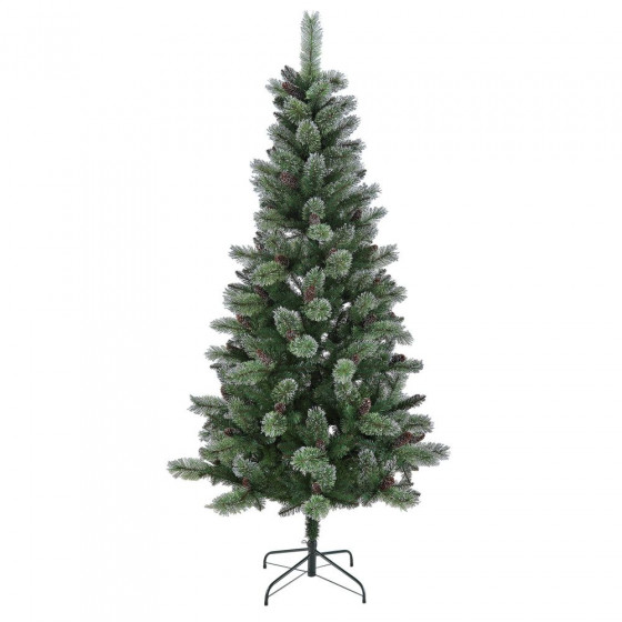Home 7ft Glitter Tip Christmas Tree With Pine Cones - Green