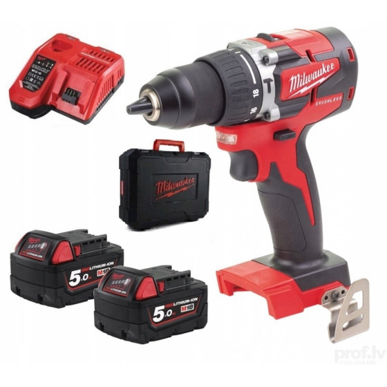 Milwaukee M18CBLPD-502C 18v Red Lithium Cordless Combi Drill