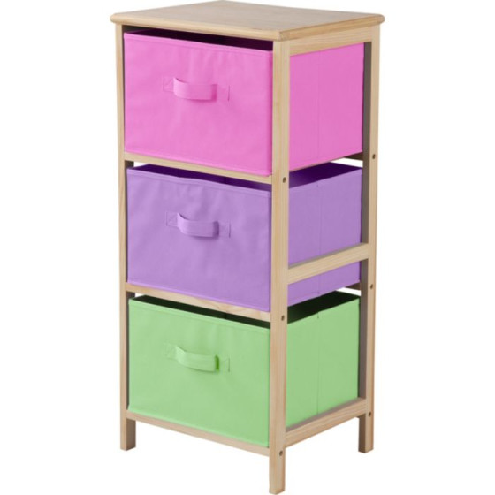 3 Drawer Canvas Storage Unit - Girls