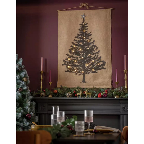 Home Christmas Light Up Tree Canvas Decoration
