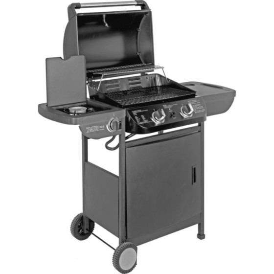 2 Burner Gas BBQ with Side Burner and Cabinet - Free 90 Day Guarantee