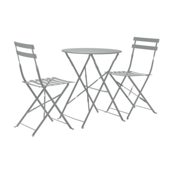 Home Eve Folding 2 Seater Metal Bistro Set - Grey