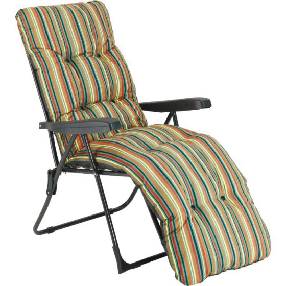 Multi-Position Sun Lounger with Valencia Cushion - Check (Damaged Cushion)