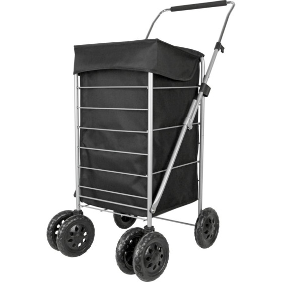 Compass 6 Wheel Premium Swivel Shopping Trolley - Black