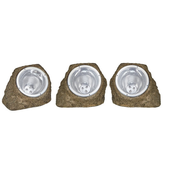 Home Set Of 3 LED Solar Rock Lights