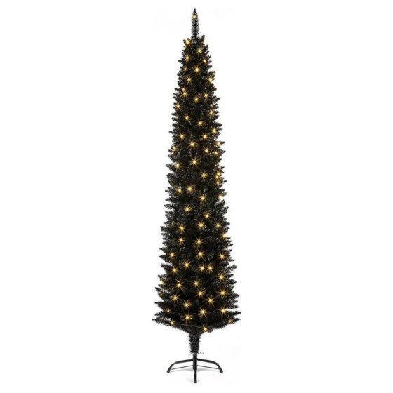 Premier Decorations 6.5ft LED Pre-lit Pencil Christmas Tree - Black