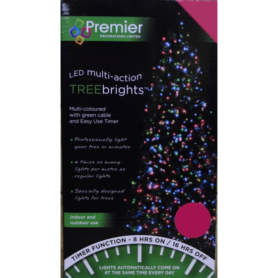 Premier Decorations 1500 Christmas Tree Lights & Timer - Multi-Coloured