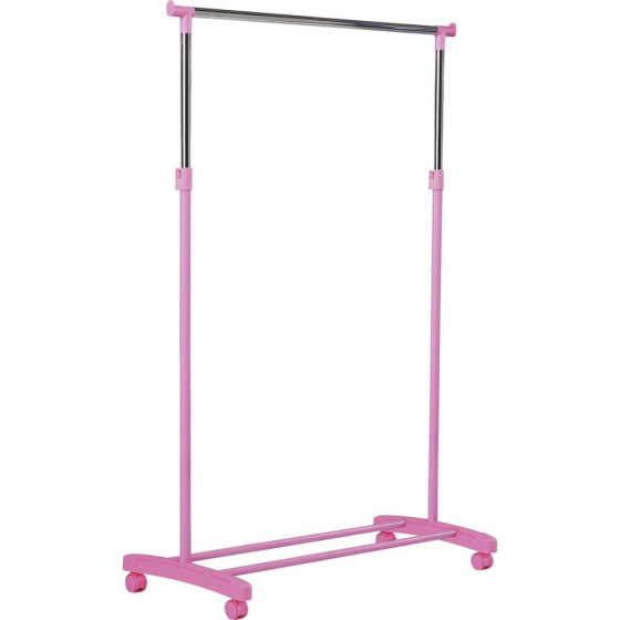 Home Adjustable Chrome Plated Clothes Rail - Pink