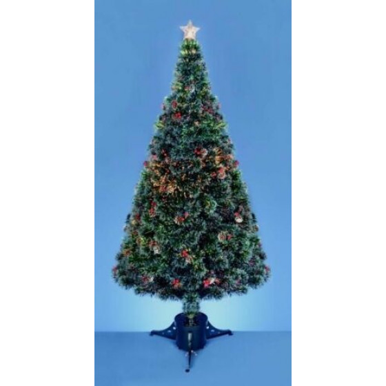 Premier 5ft Fibre Optic Tree With Pine Cones & Berries - Green