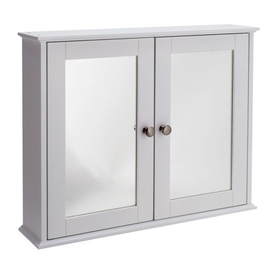 Mirrored 2 Door Core Cabinet - White