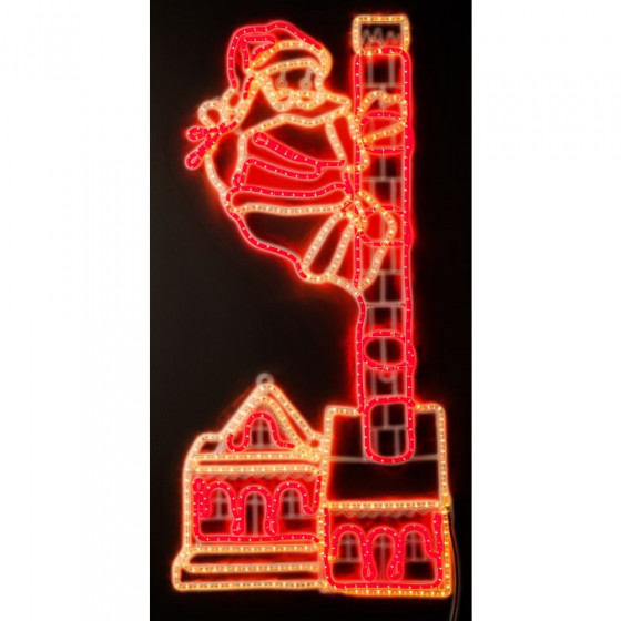 Santa on Chimney Wall Rope Christmas Light-White & Red (Some lights Not Working)