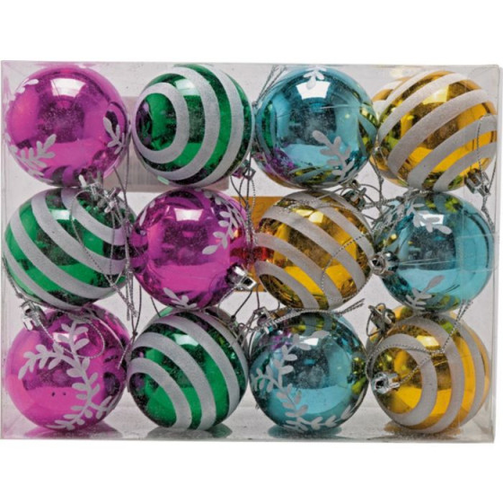 24 Luxury Christmas Tree Baubles - Multicoloured