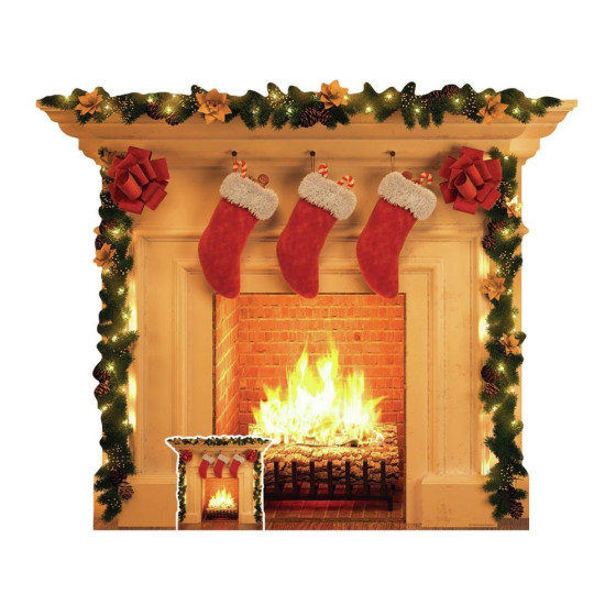 Star Cutouts Christmas Fireplace Cardboard Cutout