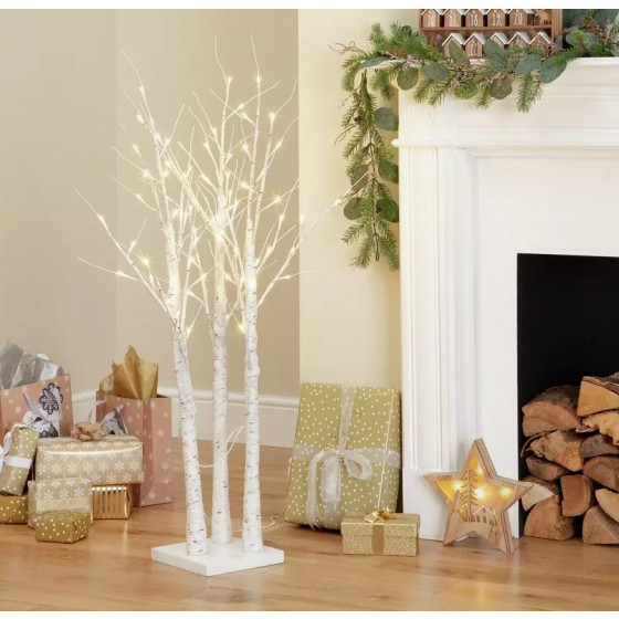 Home Cluster Of 3 Pre-Lit LED Trees - White