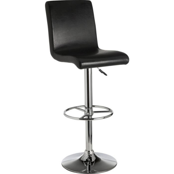 Turner Black Leather Effect Seated Bar Stool