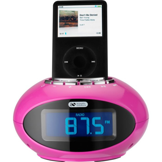 Acoustic Solutions Smartie Clock with Docking Station -Pink