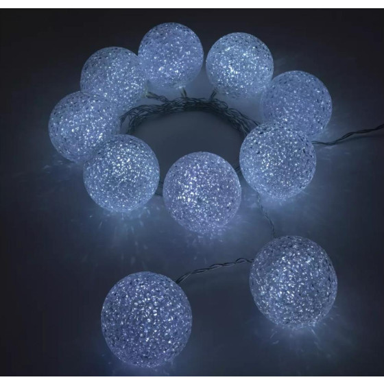 Habitat 10 Static LED 2.6m Christmas Ball Lights - White