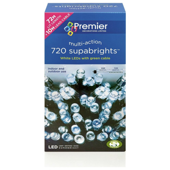 Premier Decorations 720 Multi-Function LED Supabright Lights - White