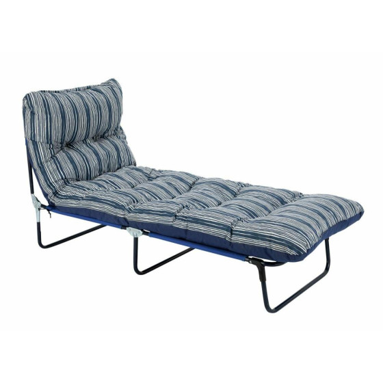 Home Coastal Stripe Folding Metal Sun Lounger - Blue