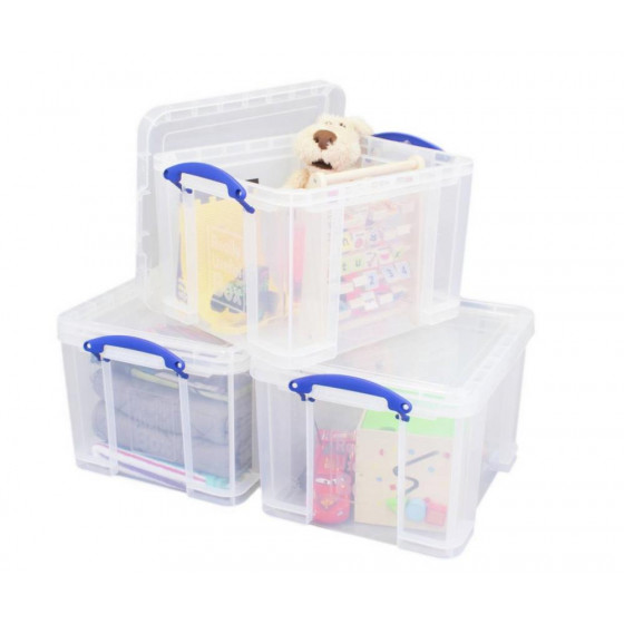 Really Useful 35 Litre Clear Plastic Storage Box - Set Of 3