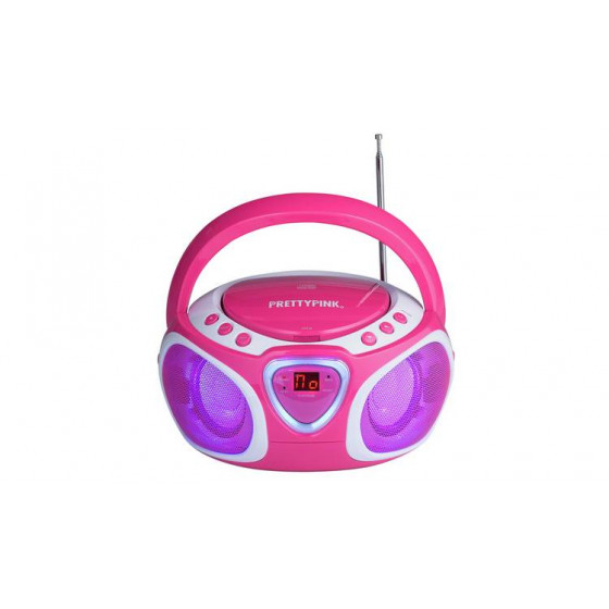 Pretty Pink Boombox CD FM/MW Radio - Pink