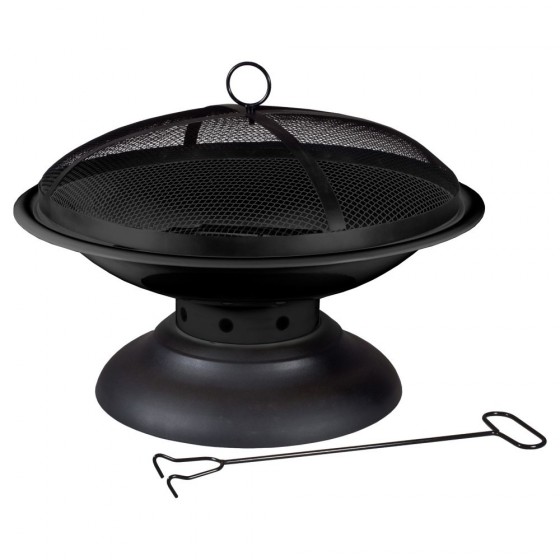 La Hacienda Steel Large Firepit with Pedestal Stand (Slight Damage To Lid)